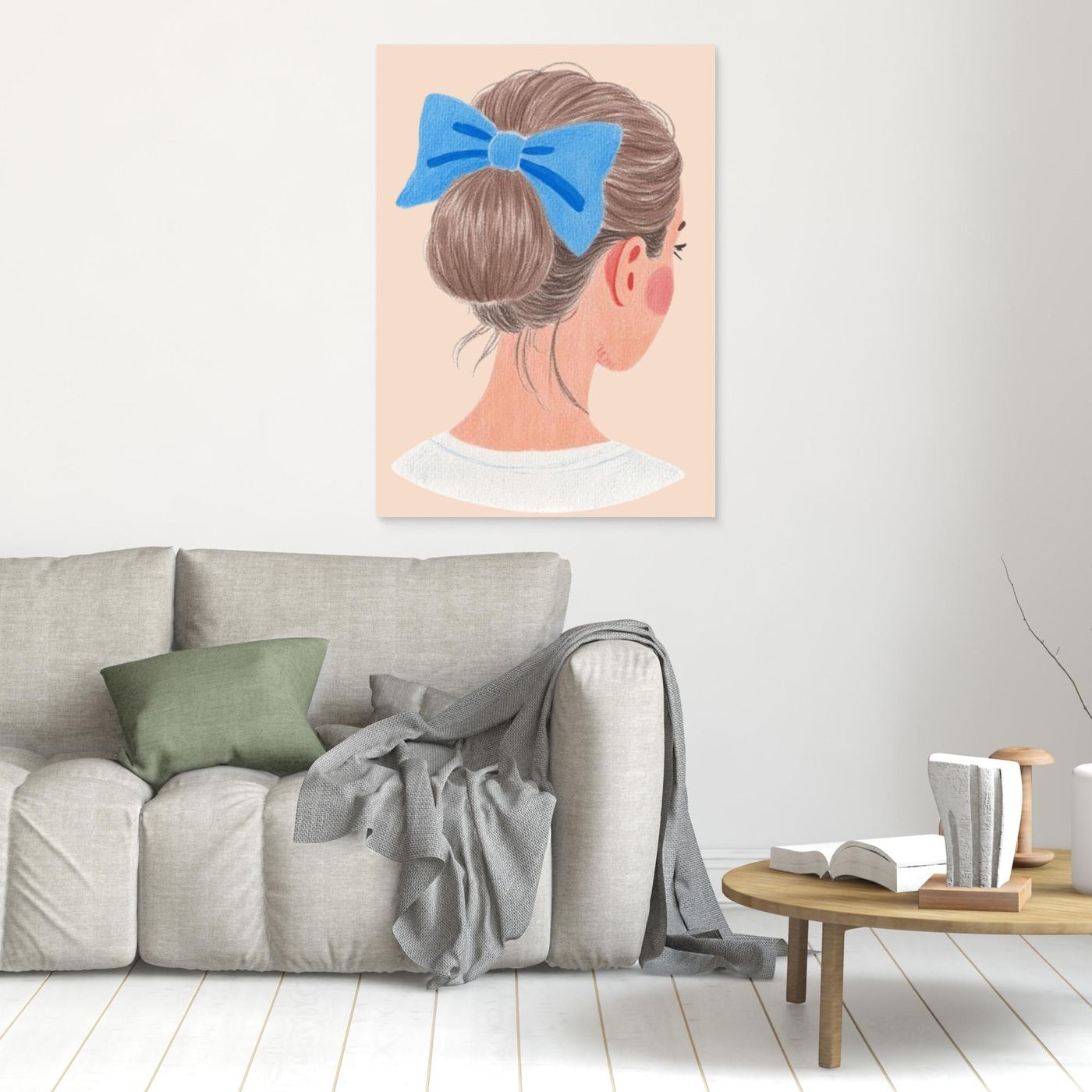 The low bun, blue bow