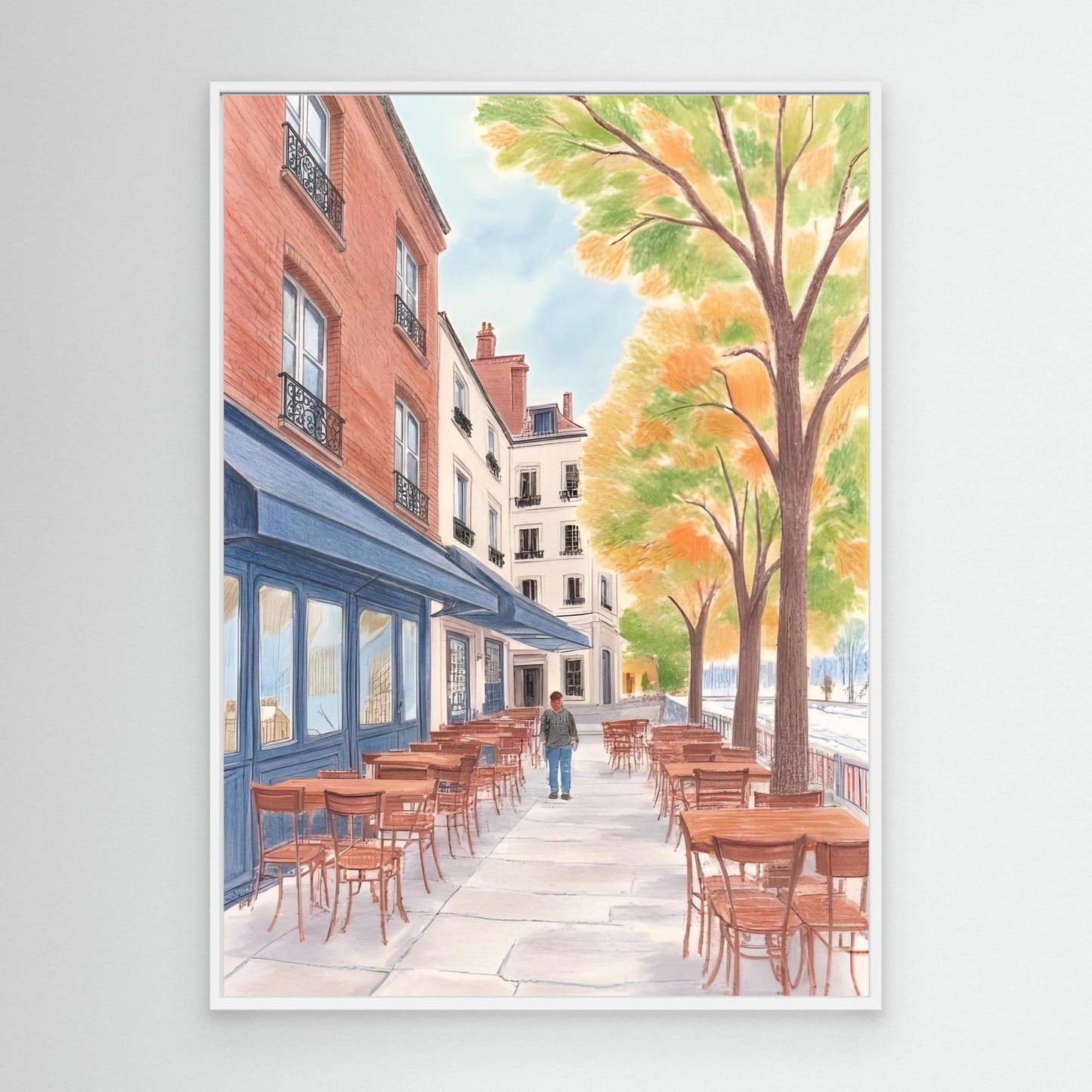 The autumn terrace, one figure