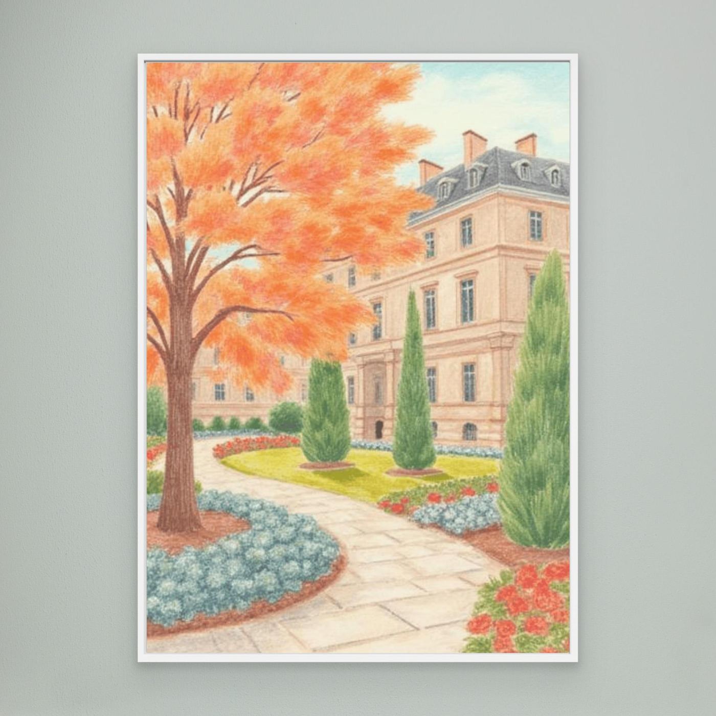 The autumn garden, manor house