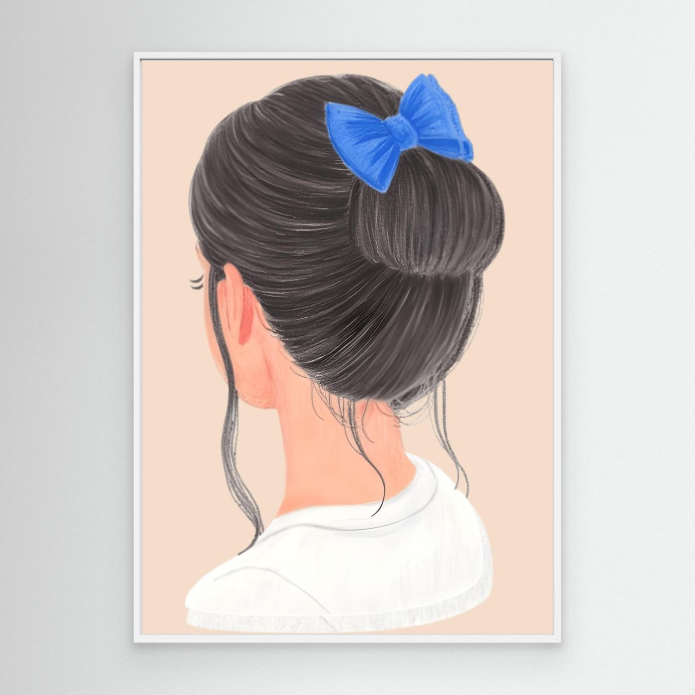The chignon, blue bow