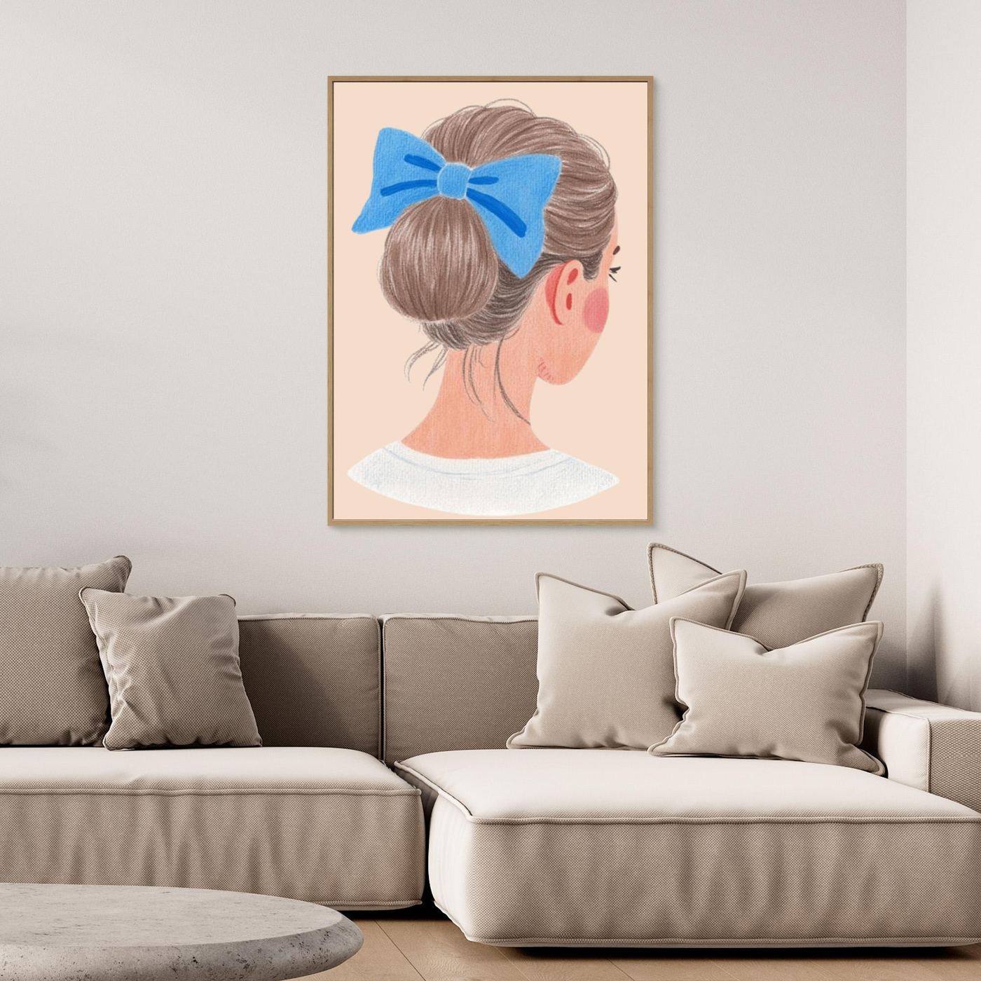 The low bun, blue bow