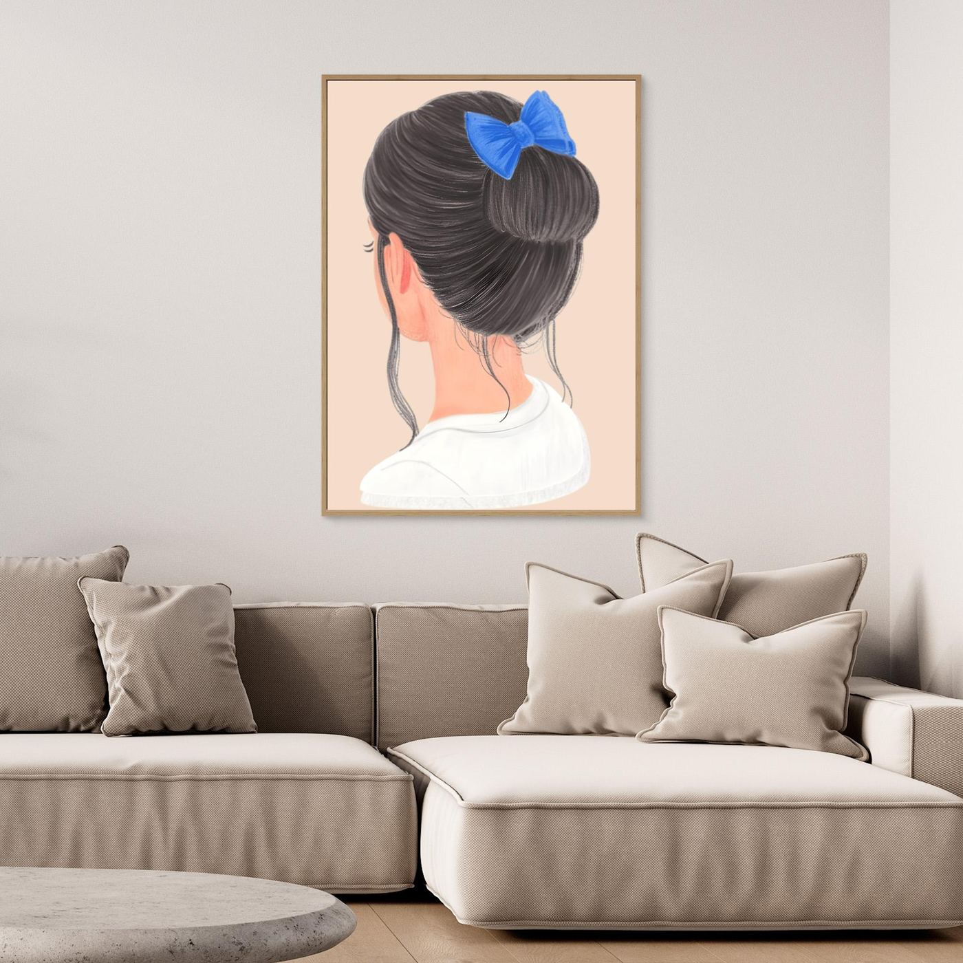 The chignon, blue bow