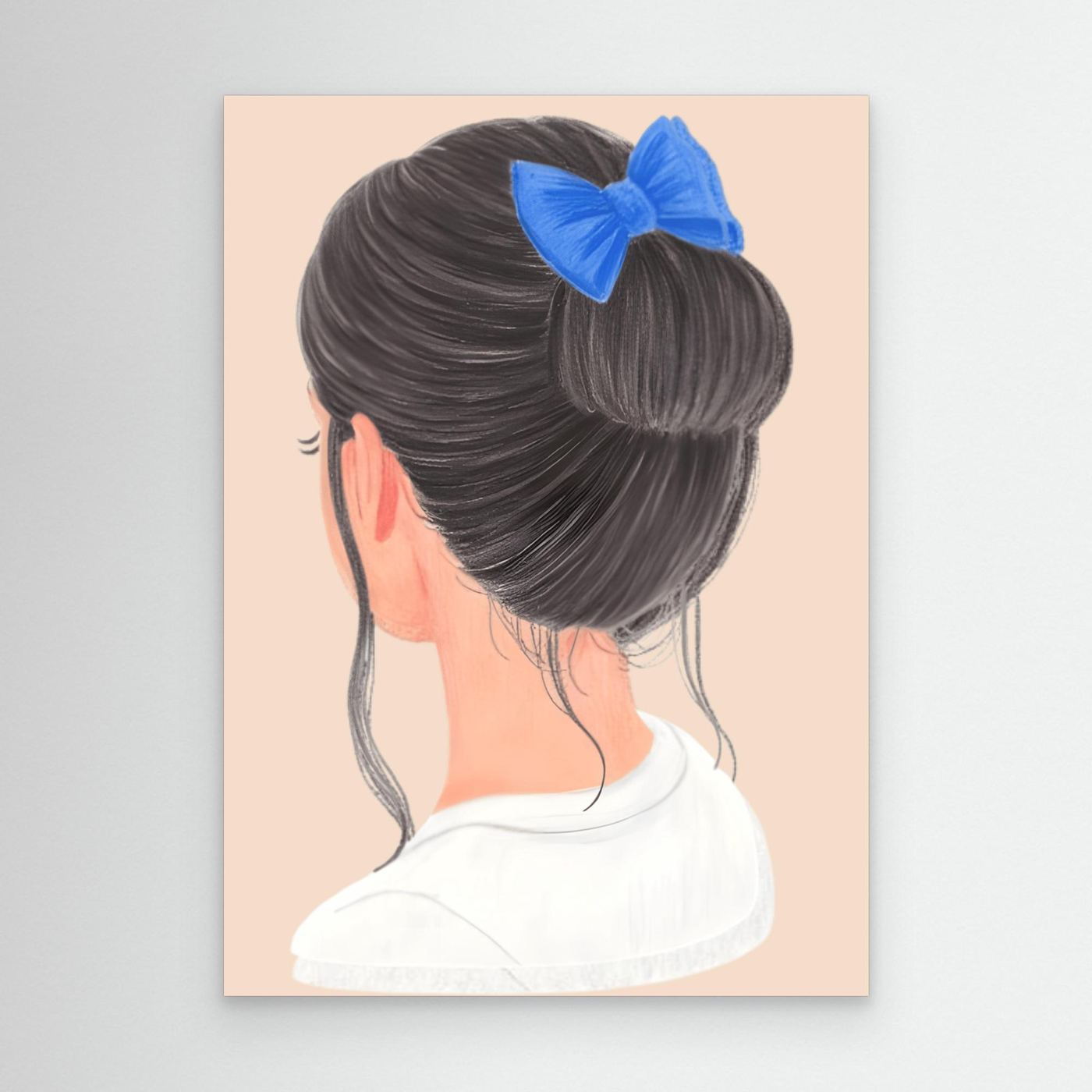 The chignon, blue bow
