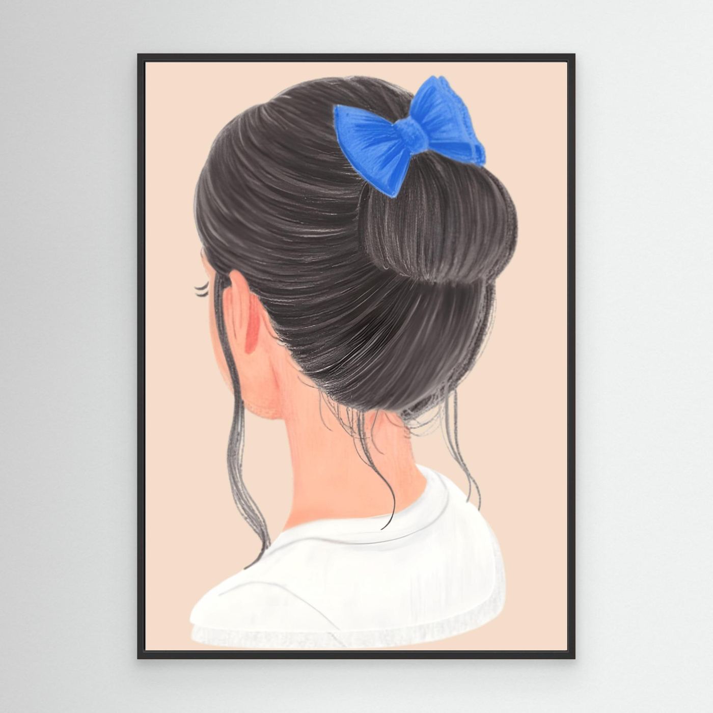 The chignon, blue bow