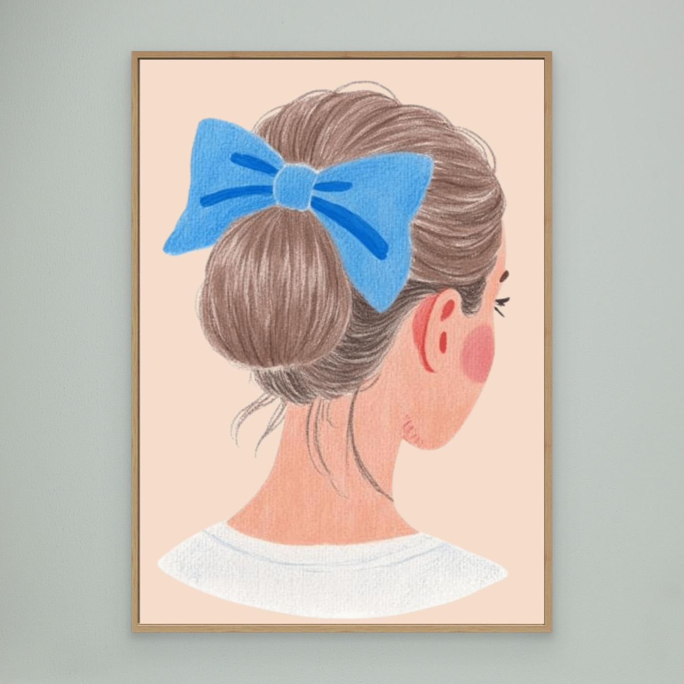 The low bun, blue bow