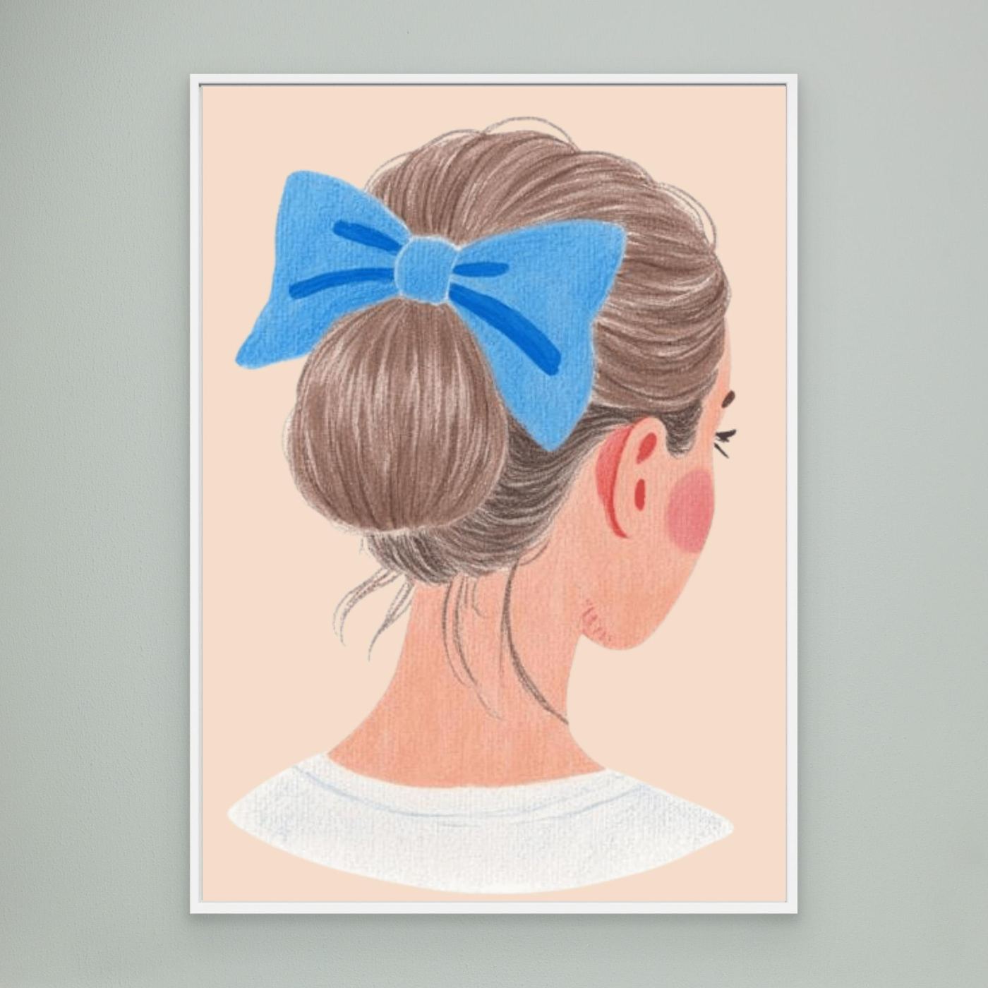 The low bun, blue bow