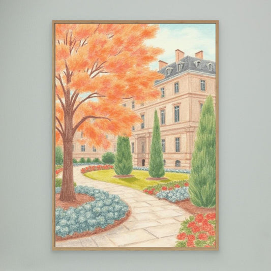 The autumn garden, manor house