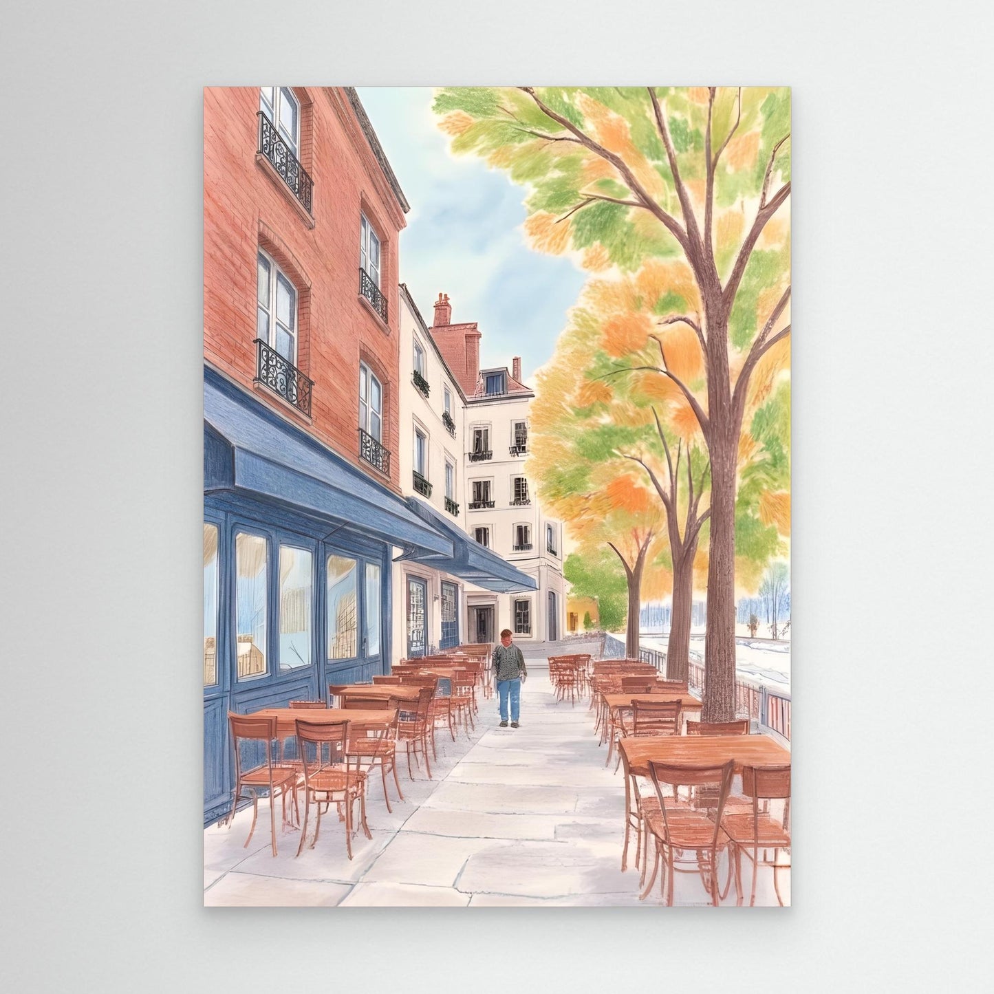 The autumn terrace, one figure