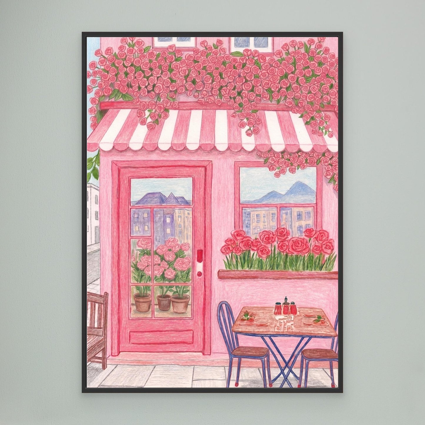 The pink café, rose canopy