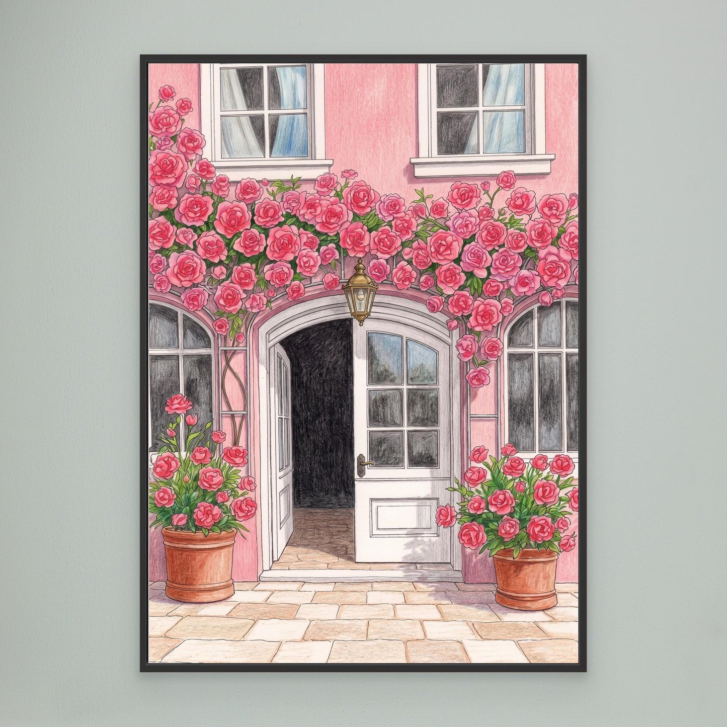 The rose arch, pink façade