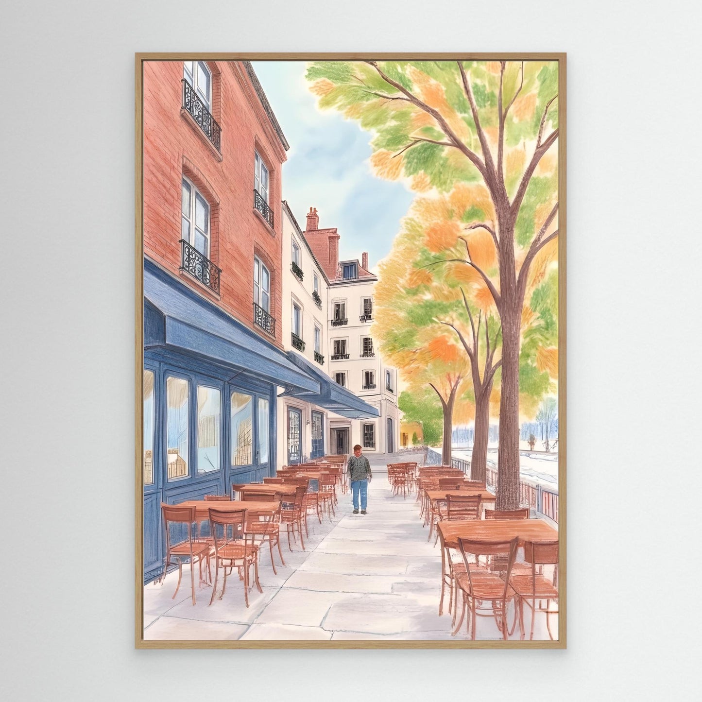 The autumn terrace, one figure