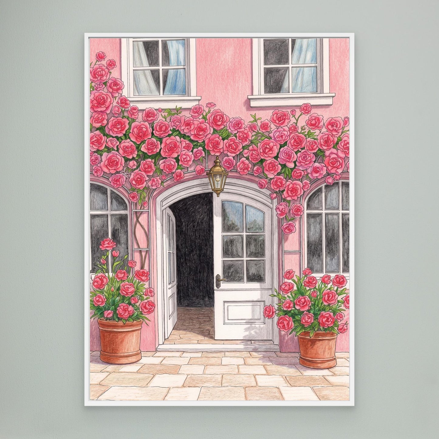 The rose arch, pink façade