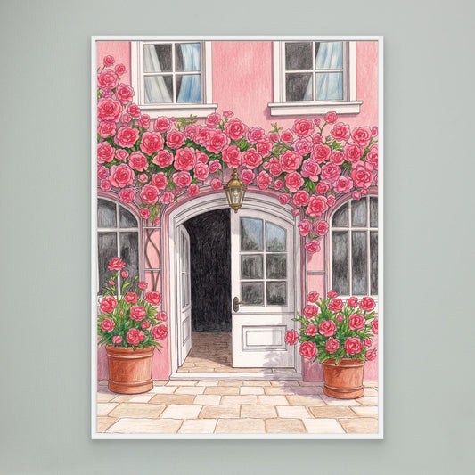 The rose arch, pink façade