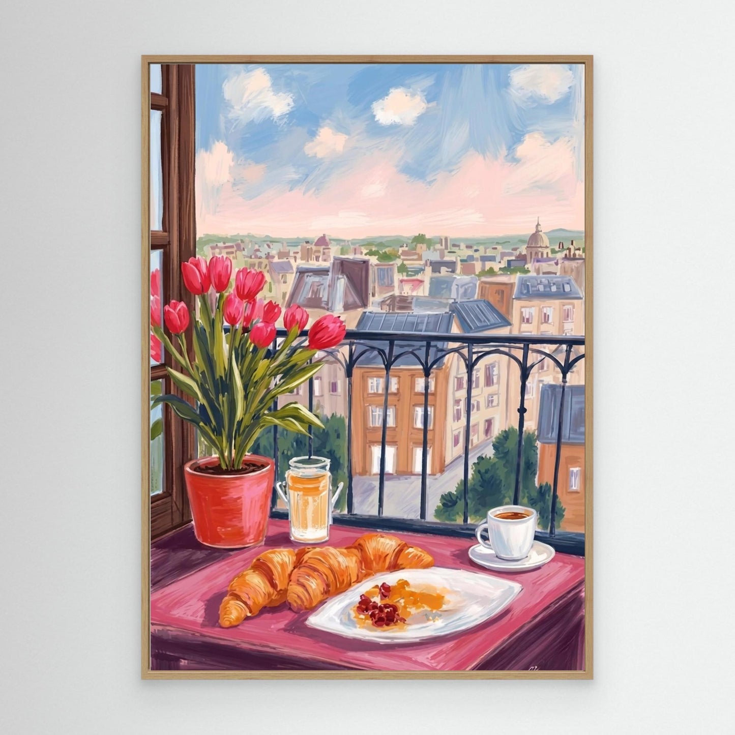 Balcony Breakfast — Croissants & Tulips