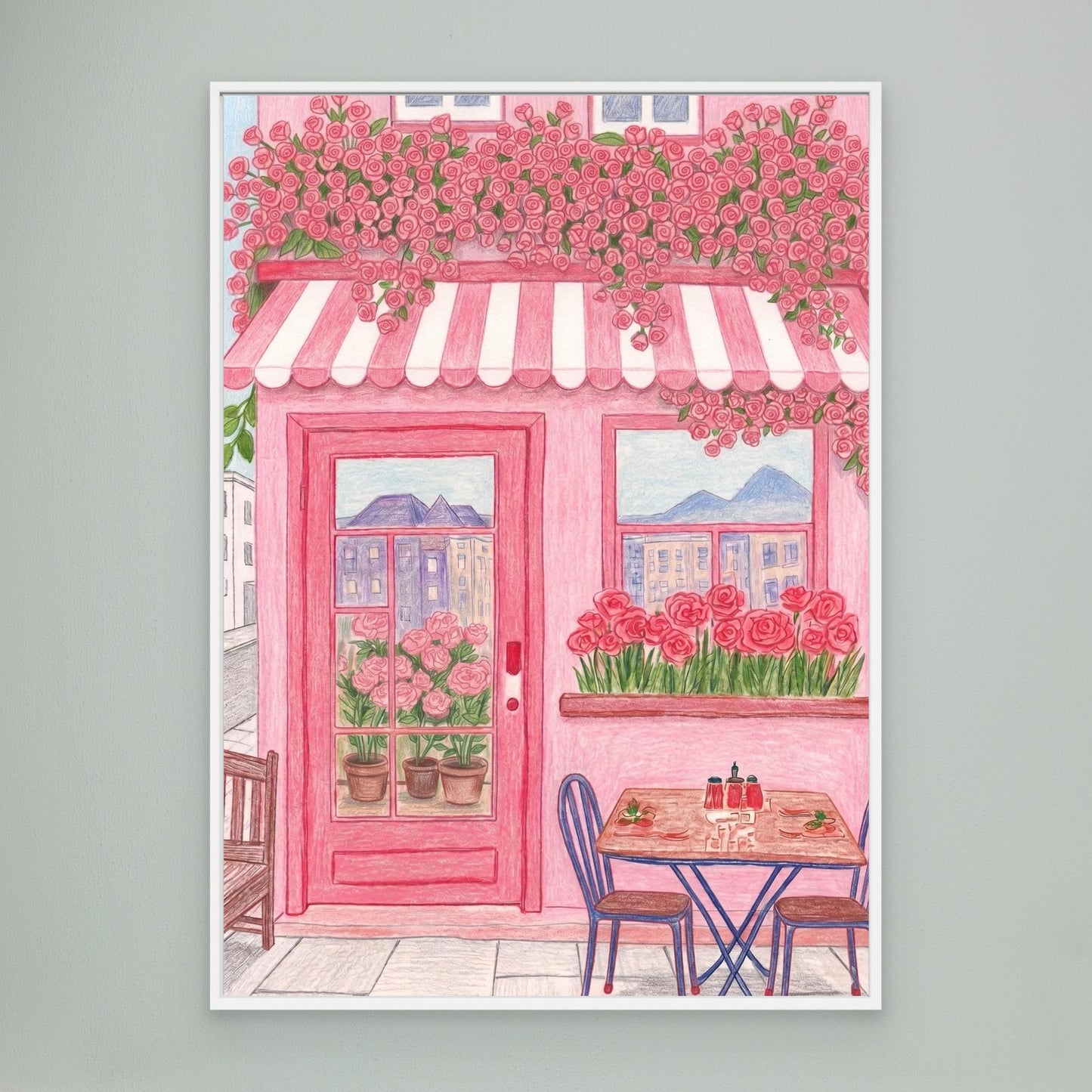 The pink café, rose canopy