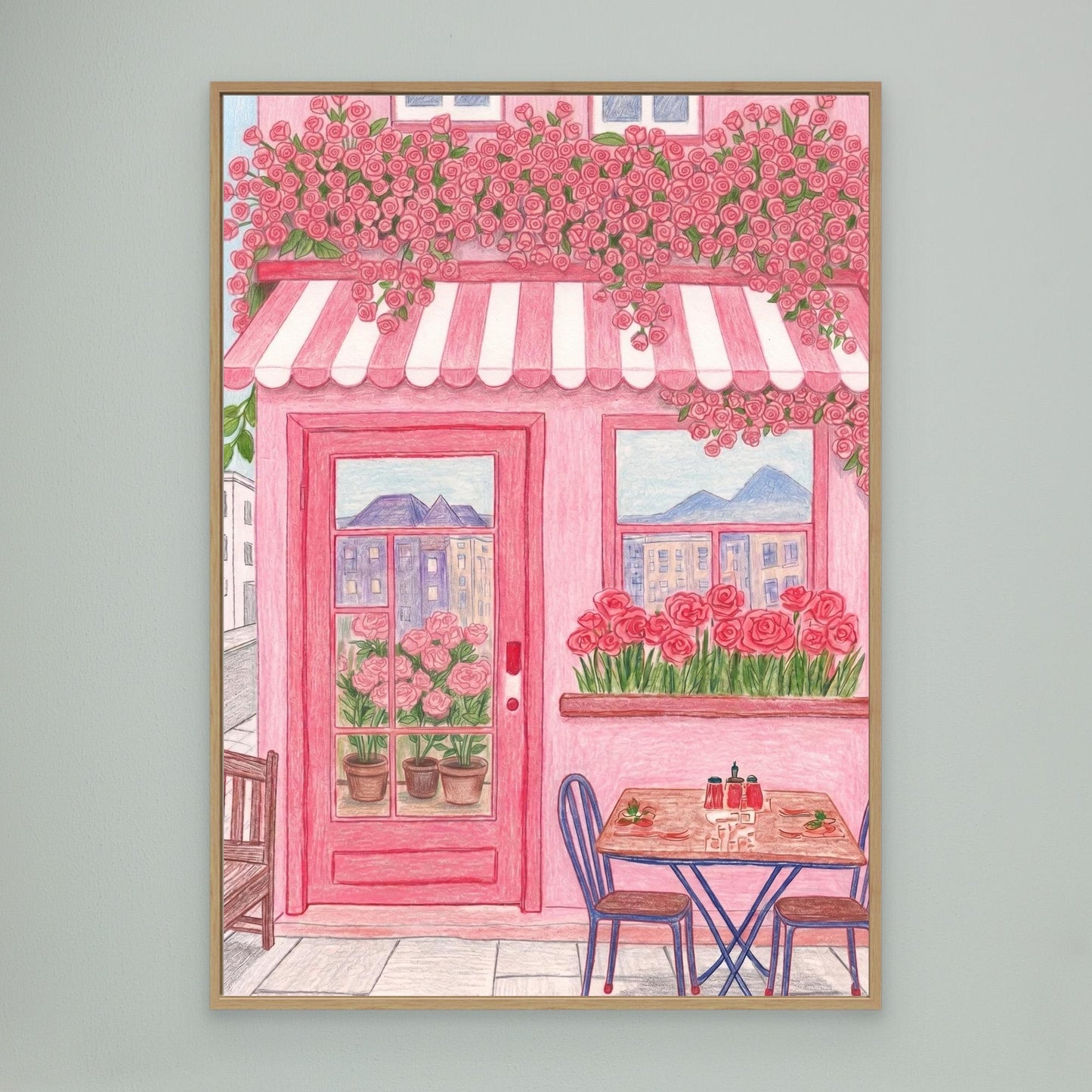 The pink café, rose canopy