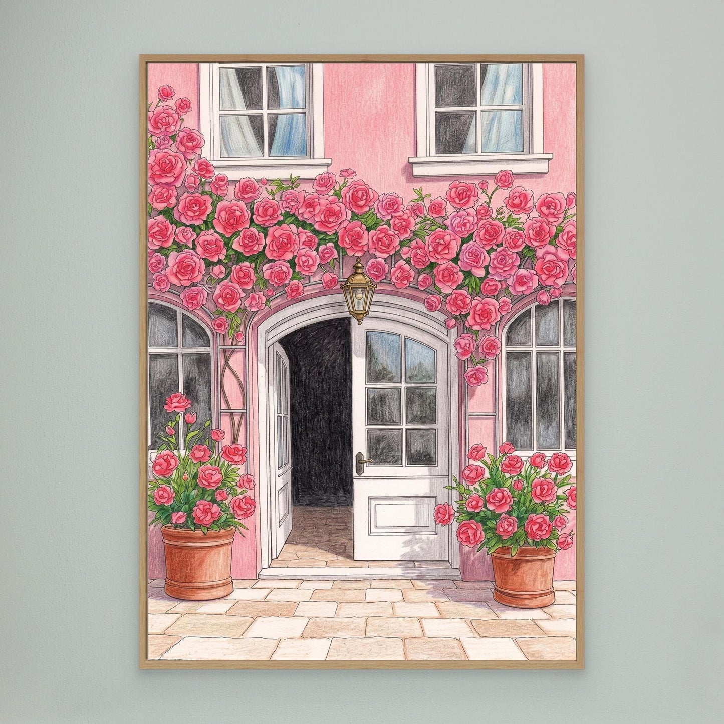 The rose arch, pink façade