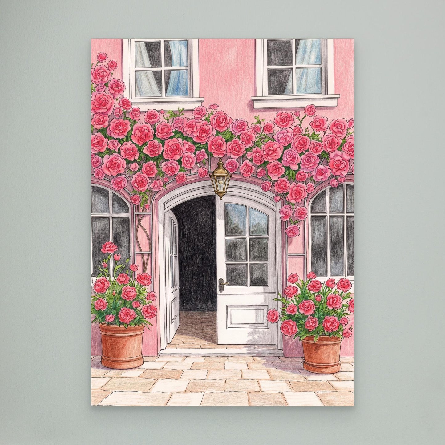 The rose arch, pink façade