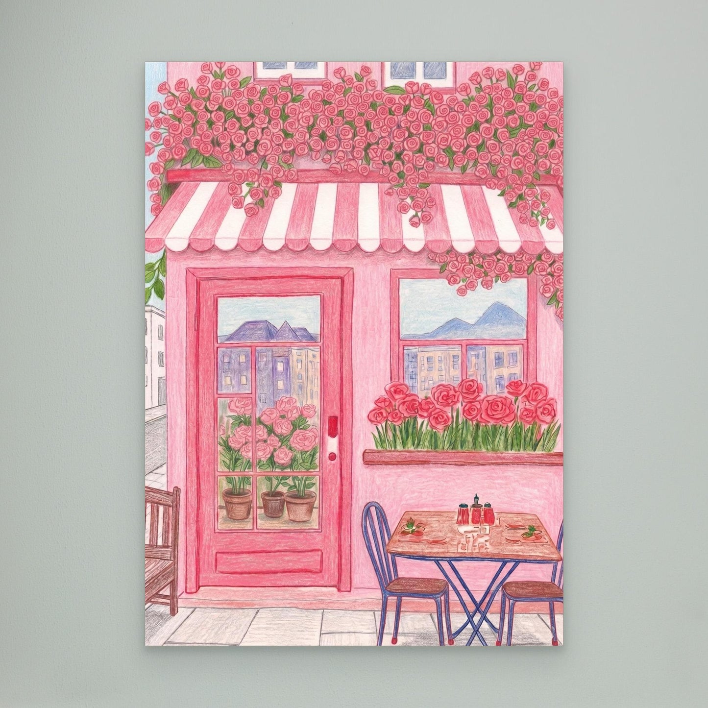 The pink café, rose canopy