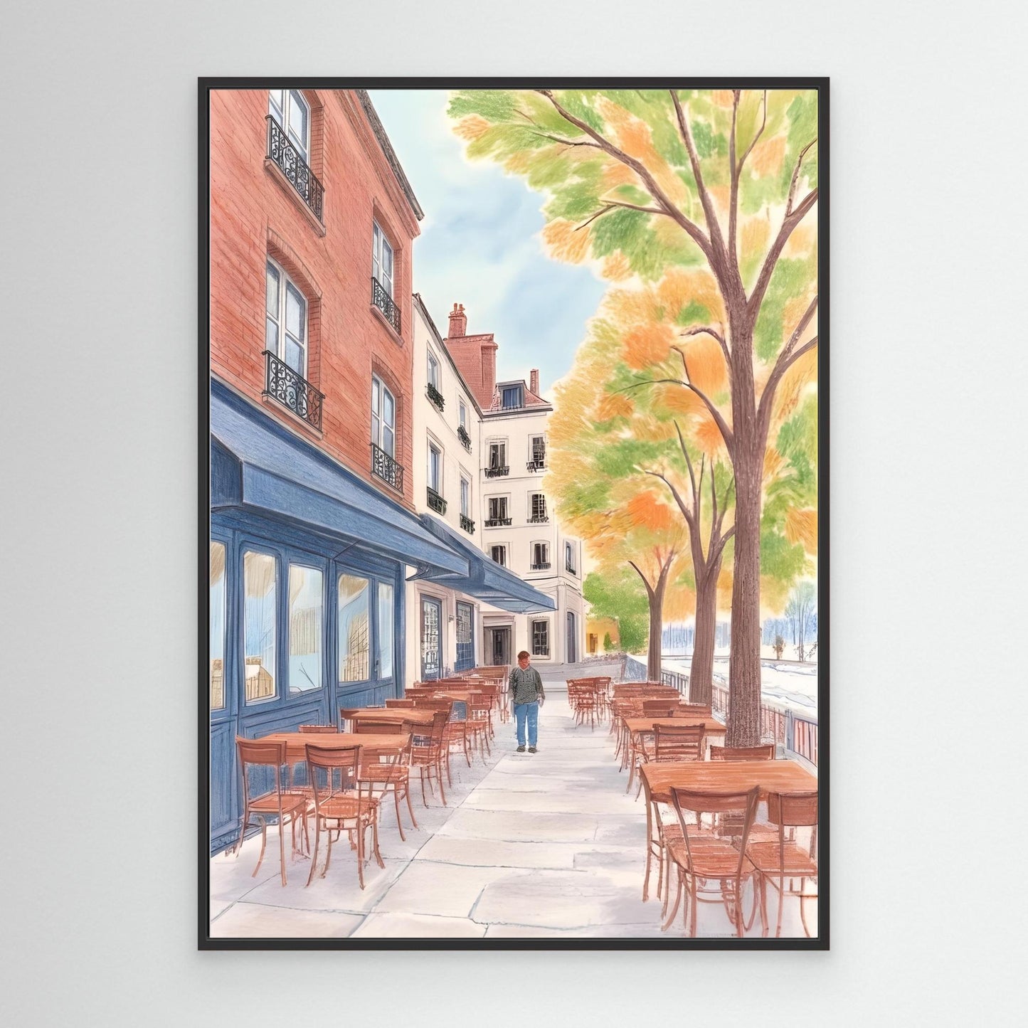 The autumn terrace, one figure