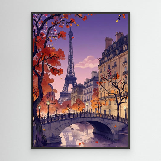 Autumn evening, lamplight bridge