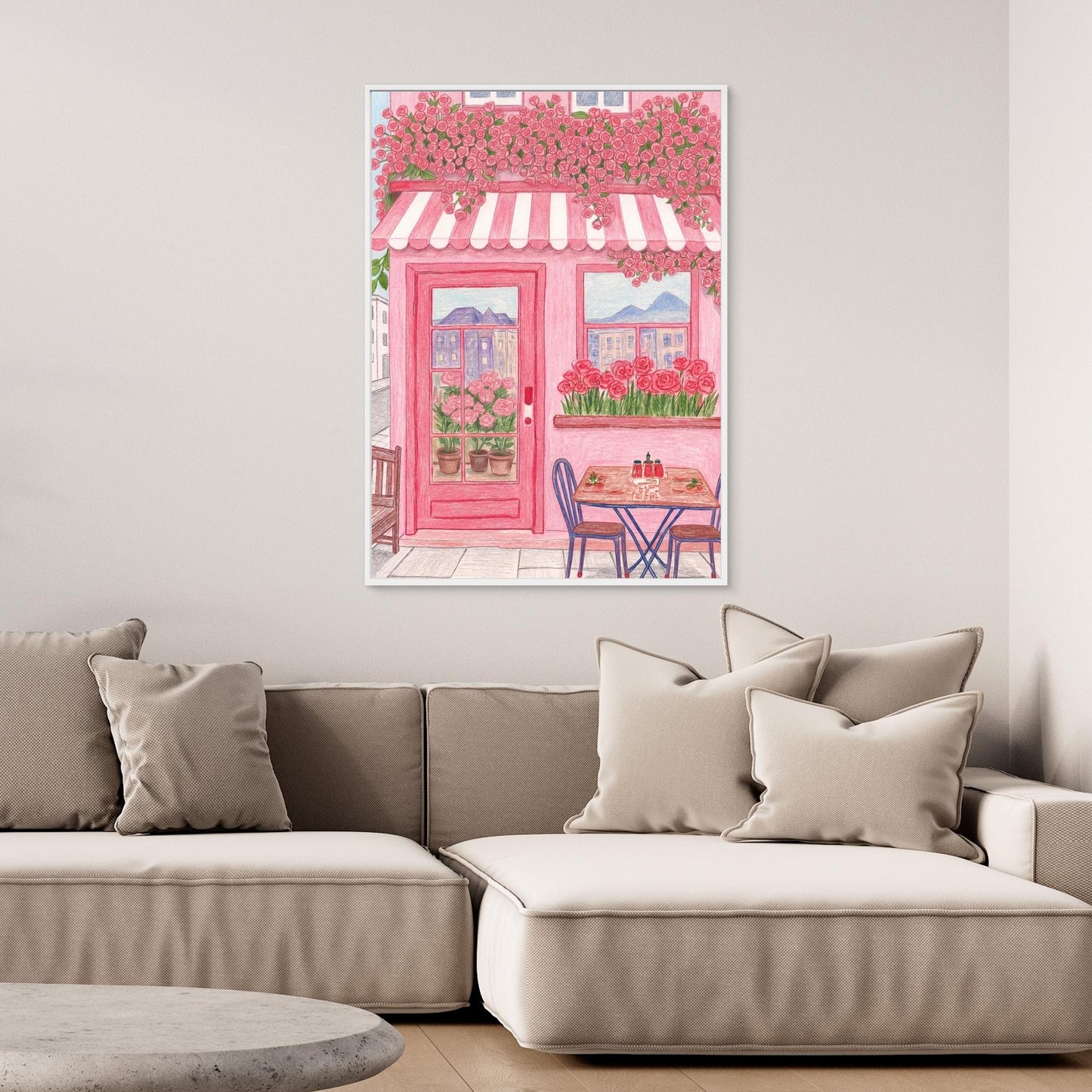 The pink café, rose canopy