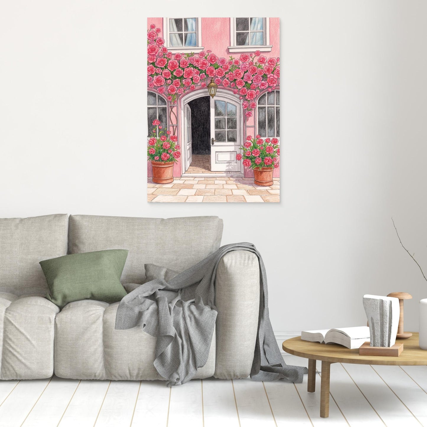 The rose arch, pink façade