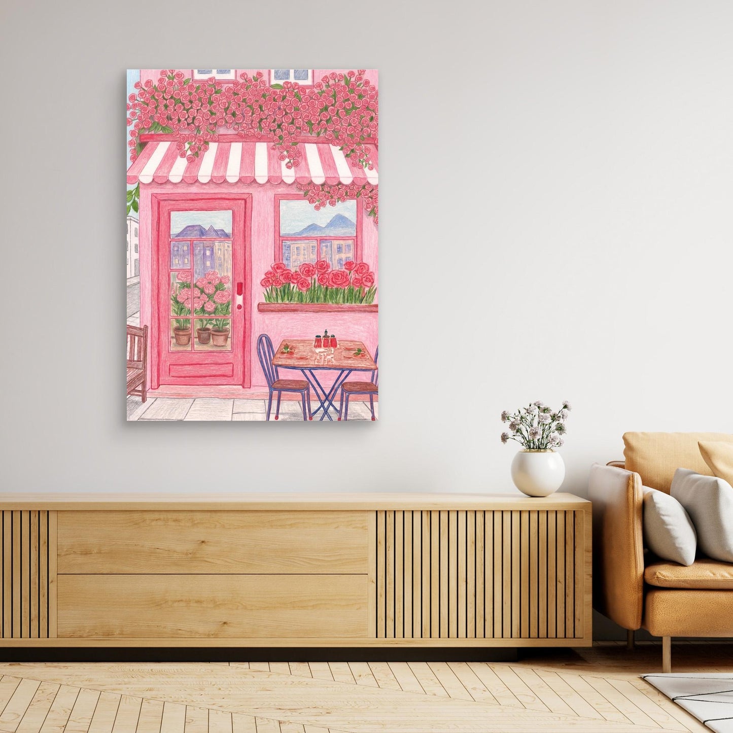 The pink café, rose canopy