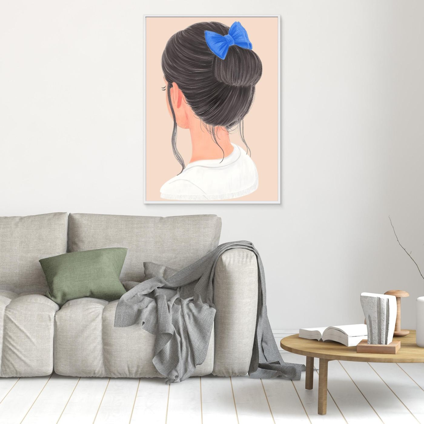 The chignon, blue bow