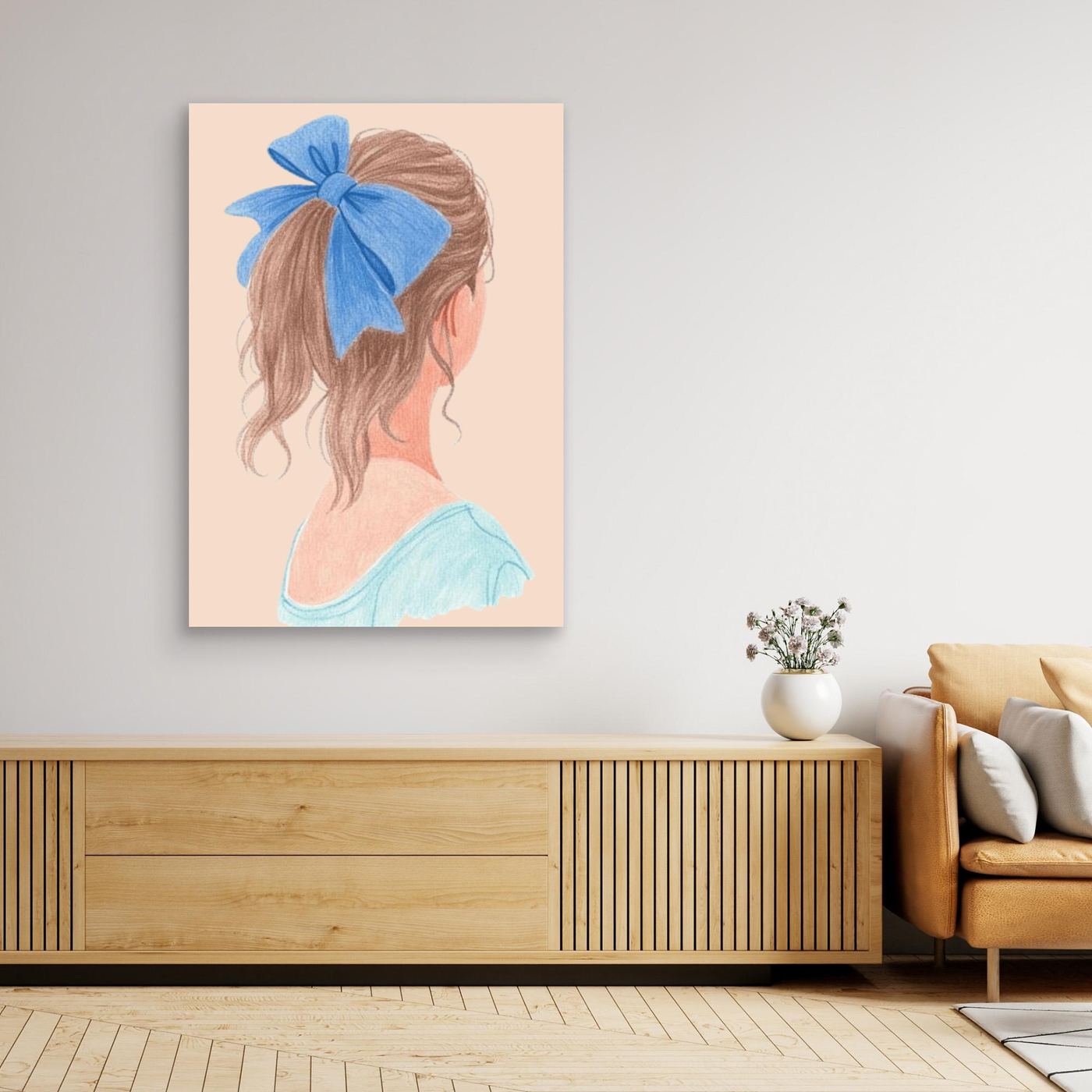 The ponytail, blue bow